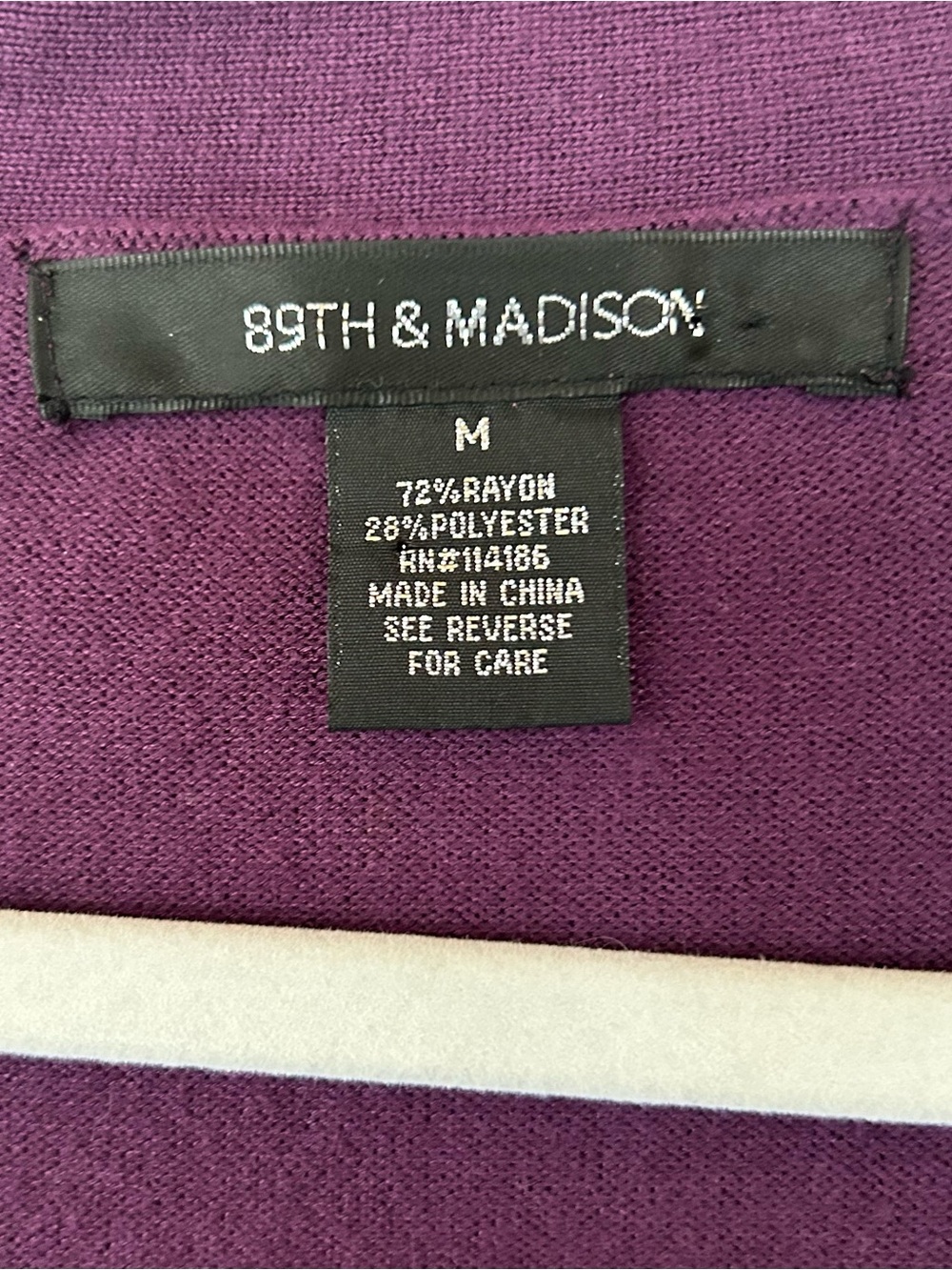 89th & Madison Open-Front Cardigan - Purple, Size Medium - Picture 3 of 4